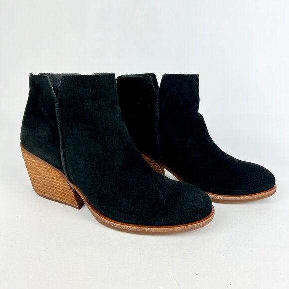 Kork Ease Womens Chandra Black Suede Bootie Block Heel Ankle Boots size 7.5 - Picture 1 of 16
